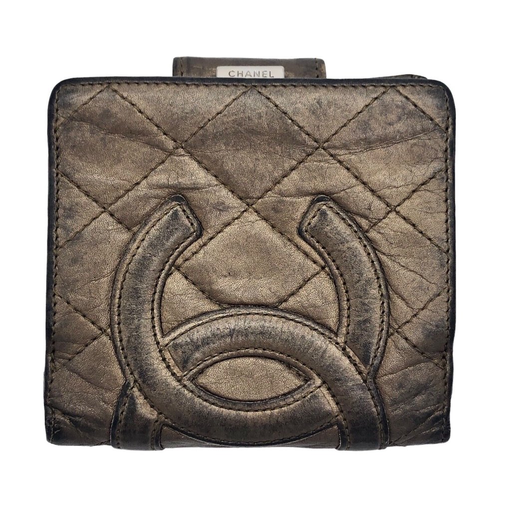 Chanel Bifold Clasp Mini Leather Wallet Lady Gold - Logo Pattern - France